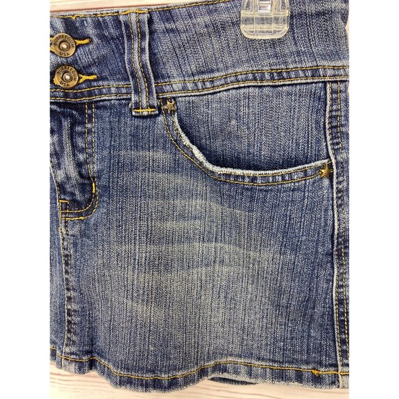 Bubblegum‎ Juniors Size 5/6 Distressed Denim Blue Jean Boho Mini Skirt - Picture 6 of 8
